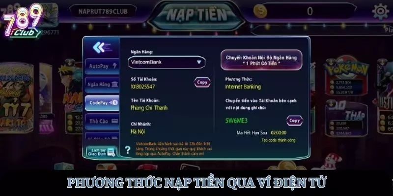 Nạp tiền qua ví điện tử được sử dụng phổ biến nhất